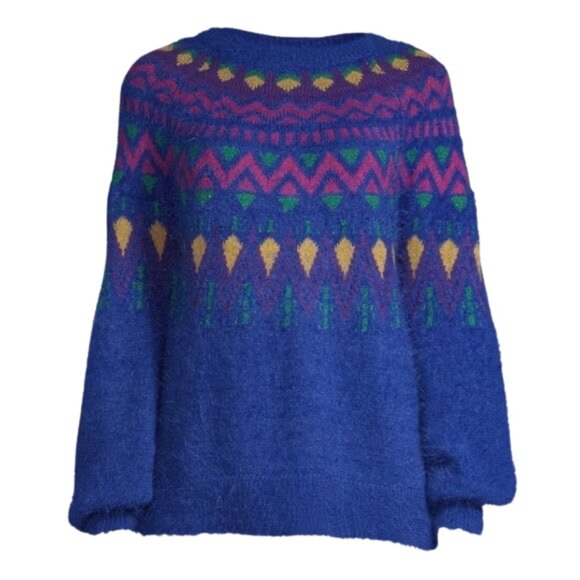 3/$30 Faux Angora Fairisle Sweater, Colbalt - Picture 5 of 8